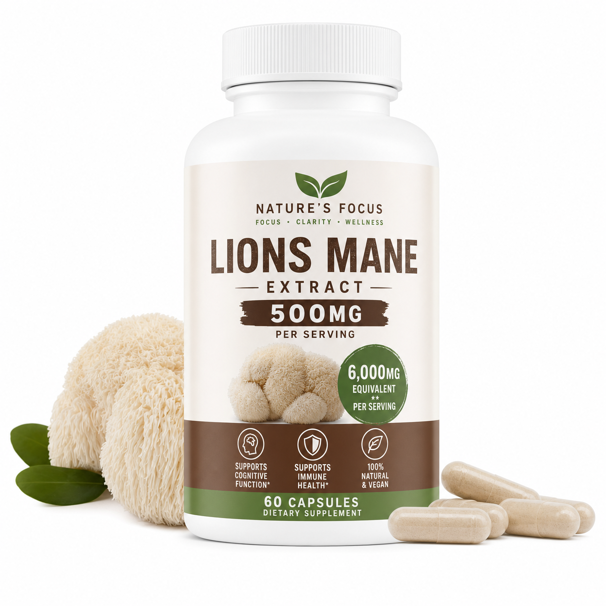 Lions Mane Extract 500mg (60 cápsulas)